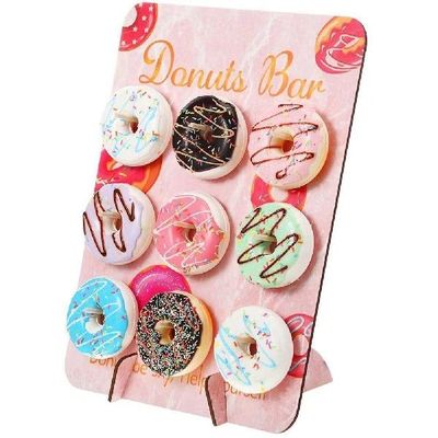 极速Wood Deonut Wall Display Stand Board  Wood Doughnuts