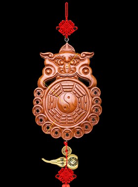 新品桃木虎头八卦镜兽p头厕所挂件解决大门卧室厨房入户门对卫生