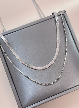 极速双层蛇骨链项链l女轻奢小众设计感毛衣链2022年新款气质叠戴