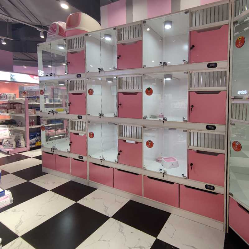 极速粉色实木猫柜别墅豪华带厕所大空间两层三R层玻璃门猫柜寄养