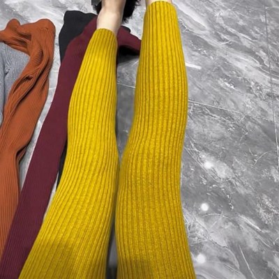 2025秋冬新款时尚欧货糖果色羊毛保暖针J织打底裤女百搭弹力小脚