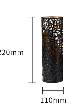极速样板房客厅玻璃花插r花器花瓶摆件黑色镂空轻奢餐厅家居装饰