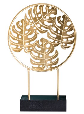 极速欧式轻奢f客厅桌面龟背叶摆件复古酒柜电视柜植物工艺品装饰