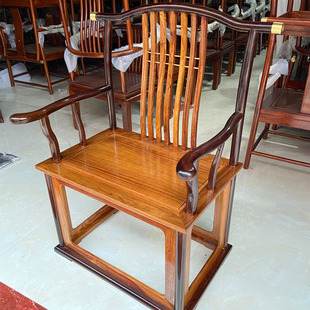 极速刺蝟紫檀主人椅茶桌泡茶主人位大官帽椅新P中式镶铜加宽太师