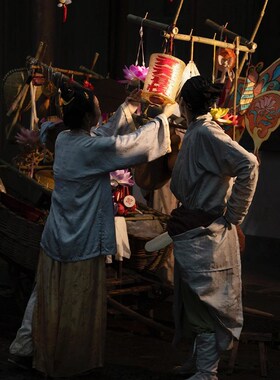 极速中秋布置户外古风集s市摆摊货郎车装饰卖货郎民俗民间古老手