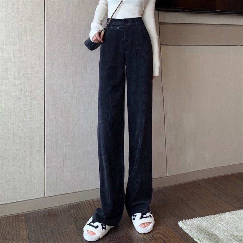 极速灯芯绒裤子202o4年冬季直筒长裤拖地裤加厚条绒裤显瘦保暖阔