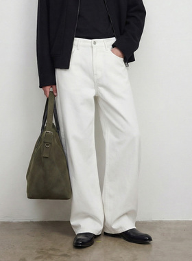 法式弯刀白牛立体休闲牛仔裤日常通勤百搭