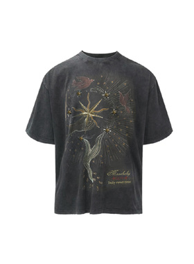 OKME短袖夏季新款美式复古字母印花短袖T恤上衣