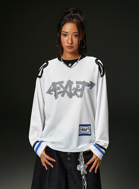 OKMEEXIT巡演长袖球衣2025新款美式运动字母印花长袖T恤男女上衣