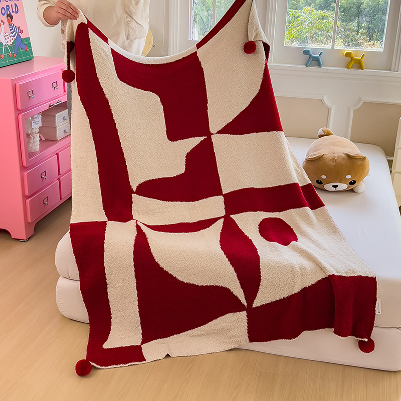 獭獭家纺 半边绒毯多功能毛球盖毯办公室午睡毯子保暖毯120x170cm