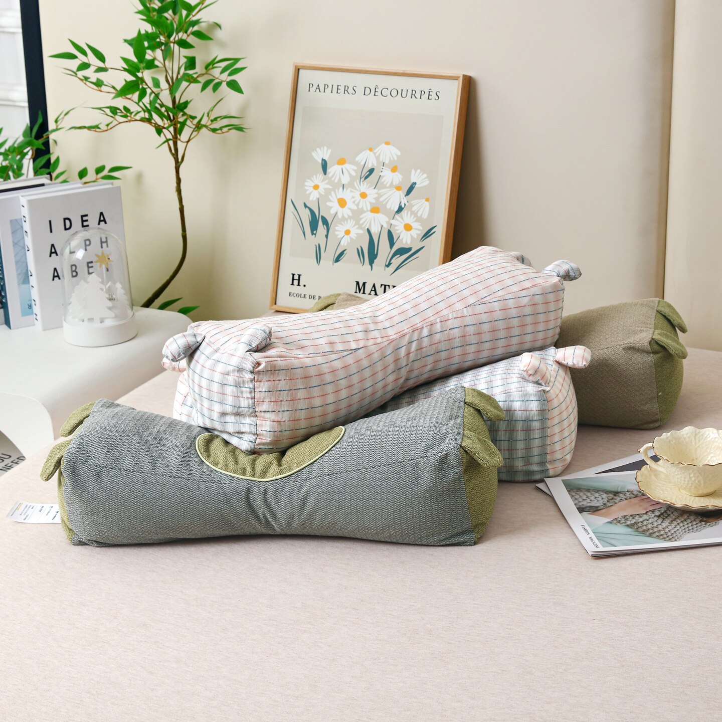 獭獭不懒 夏日春漾健康养生荞麦枕枕头枕芯护颈立体绗缝20x52cm