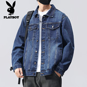 夹克春秋新款 复古工装 百搭休闲上衣 牛仔外套2026美式 花花公子男士