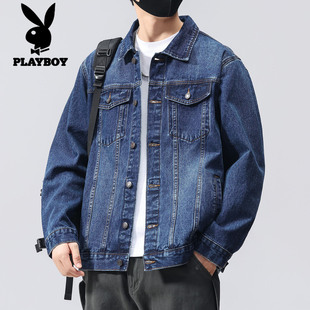 新款 花花公子男士 夹克秋季 复古工装 百搭休闲上衣 牛仔外套2025美式