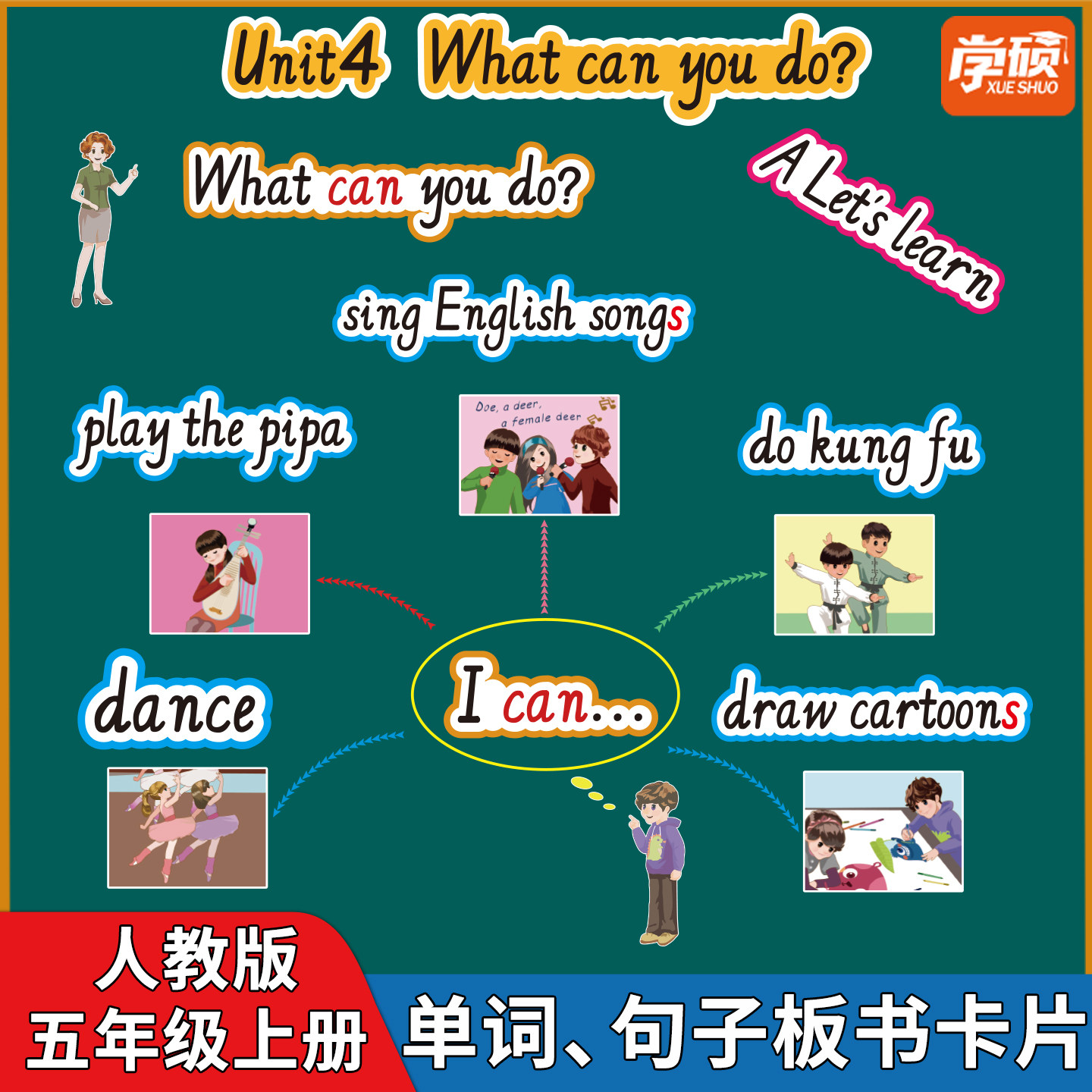 2025新人教版五年级单词句子教具