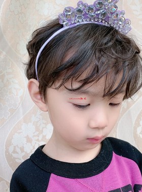 极速出口英国订单 玫紫色亮钻皇冠发箍G 儿童生日节日聚会公主装