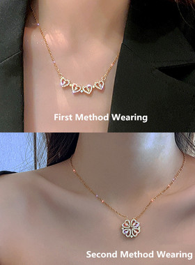 极速New Design Heart qFour-leaf Clover Magnetic Pendant Neck