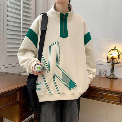 青少年半拉链卫衣男高级感