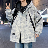 2026高品质春季 新款 潮牌青少年连帽夹克港风扎染宽松有型百搭外套