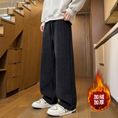 冬季 麦穗纹设计有型保暖防寒男生长裤 新款 青少年加绒加厚休闲裤