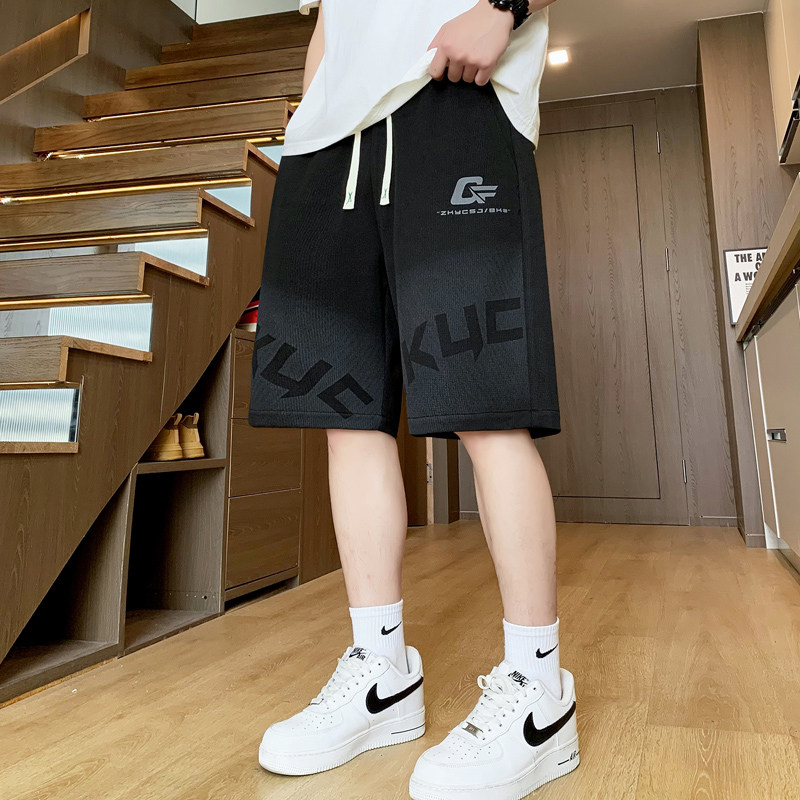 2025夏季新款青少年渐变色短裤宽松时尚字母印花男生百搭款短裤,男装,短裤,淘宝优惠券,粉丝福利购,淘宝优惠卷