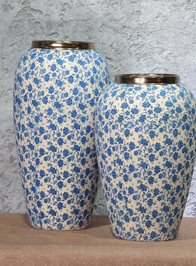景德镇土化羽陶瓷花瓶复古客厅酒店桌面插干花家居饰品摆件