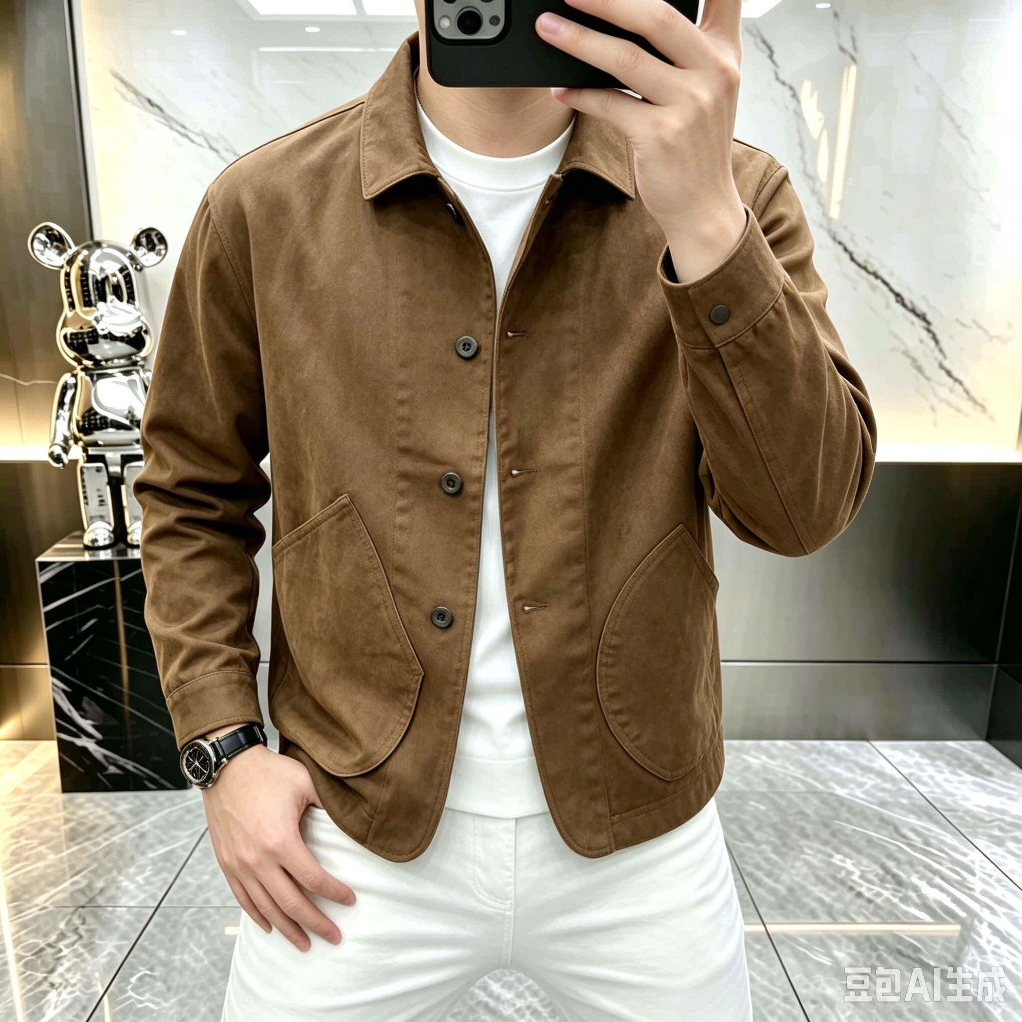 高档春秋款男士美式工装夹克外套时尚潮流休闲百搭上衣外套男1980