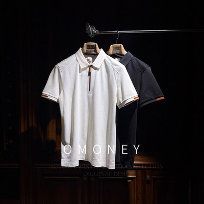 OMoney半拉链POLO衫短袖T恤男