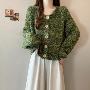 慵懒风复古绿色针织开衫毛衣外套大码女装2025秋冬胖mm马海毛上衣