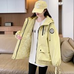 工装夹棉冲锋衣外套女秋冬季加绒加厚风衣2025新款初高中学生棉服