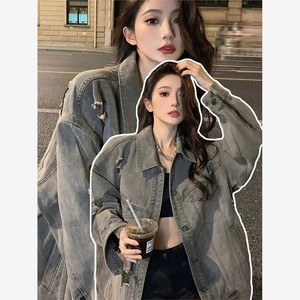 韩系开春情侣装牛仔外套女2025早初秋季新款超火百搭复古夹克上衣