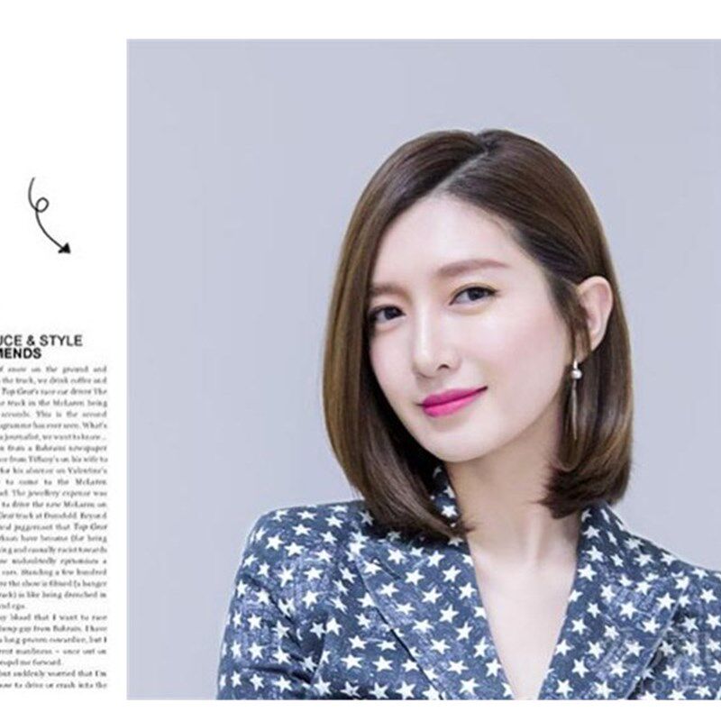 极速抖音新款假发女短发修脸蓬松抖音偏分lob头S内扣中长发全头套