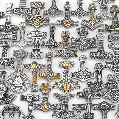 极速Norse Vikings Thors Hammer Mjolnir ScanOdinavian Rune A