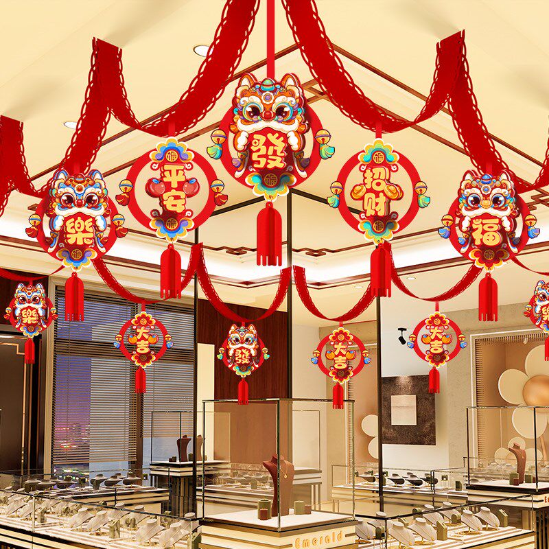 新品新年装饰品2025r元旦新年商场挂件墙挂室内春节过年装扮气氛