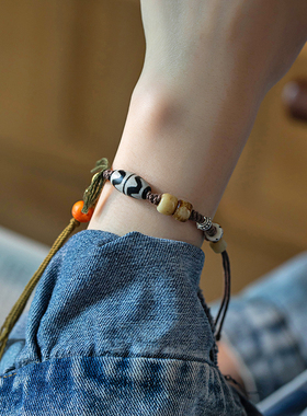 新品藏式编织手绳文玩天珠棉线z手链情侣手串礼物小众民族风首配