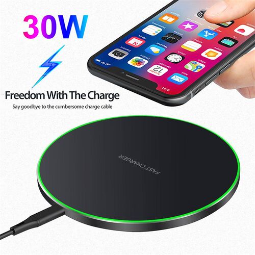 极速Ultra Sflim Qi Wireless Charger 30w Fast Charging Max Pa