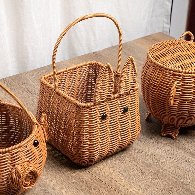 极速创意b动物水果篮客厅零食糖果篮现代简约仿藤编织筐茶几水果,餐饮具,果盆/果盘/果篮,淘宝优惠券,粉丝福利购,淘宝优惠卷