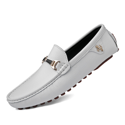 极速2022 White Loafers Men Handmade Leather ShoesT Black Cas