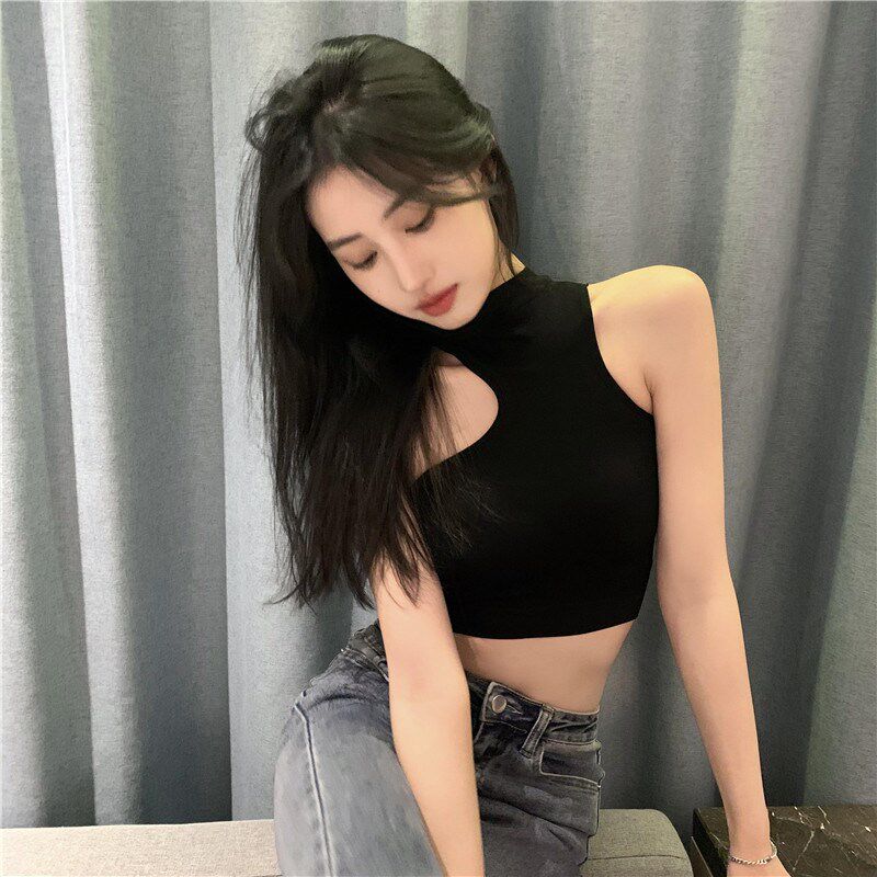 新品独特别致纯欲挂脖吊带背心女夏外穿J带胸垫内搭打底性感甜辣