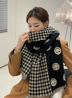 新品棋盘格围巾女冬季韩版百搭2021年新款秋冬保暖网红.披肩外搭