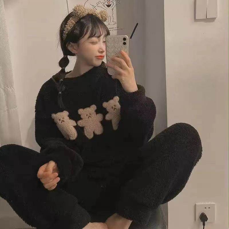 极速2021 Winter Flanpnel Warm Sleepwear Coral Fleece Thick L