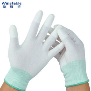 极速稳斯坦WST527尼龙手套 防滑手L套浸胶涂层点塑纱线劳保 10双