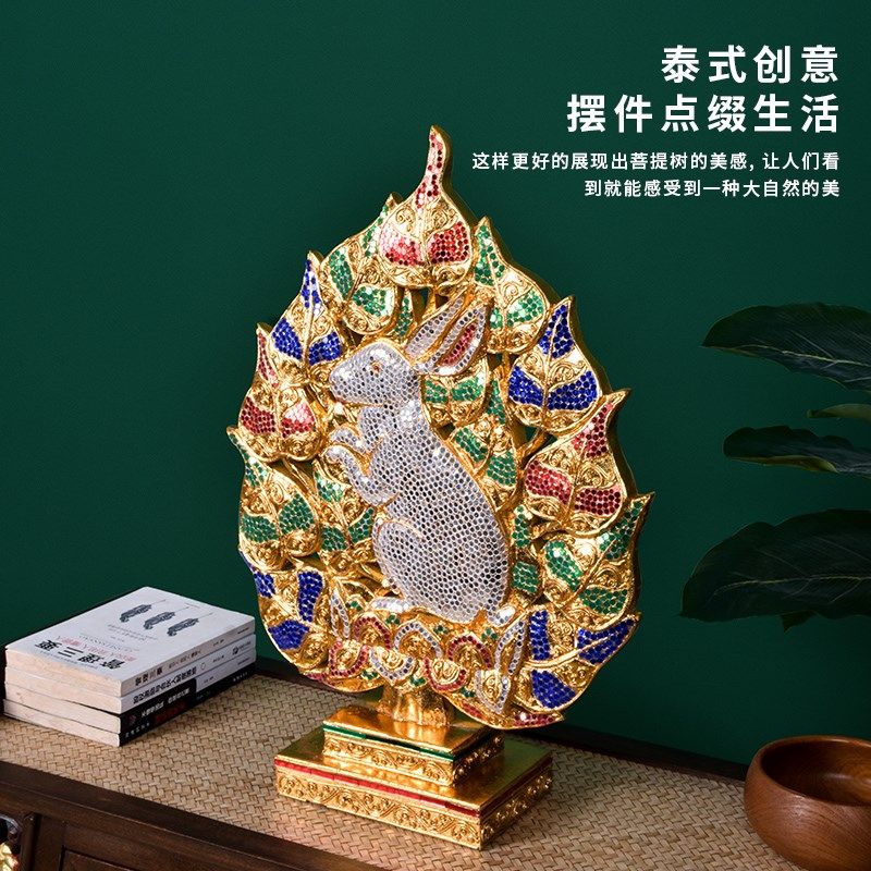 极速东南亚风格生肖金箔兔桌面摆件D泰式工艺品客厅玄关电视柜实,家居饰品,桌面摆件,淘宝优惠券,粉丝福利购,淘宝优惠卷