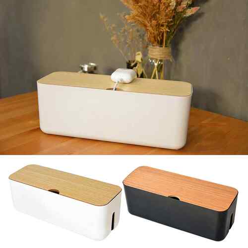 新品Cable Management Box ABSy Wooden Lid Wire Cable Organize