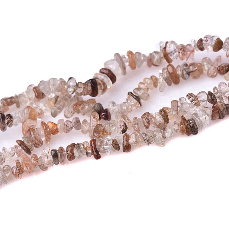 极速天然铜发晶水晶碎石带孔半成品碎石Ldiy项链毛衣链配饰