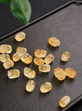 极速天然黄水晶j貔貅通孔配件  DIY手串项链 ZW178