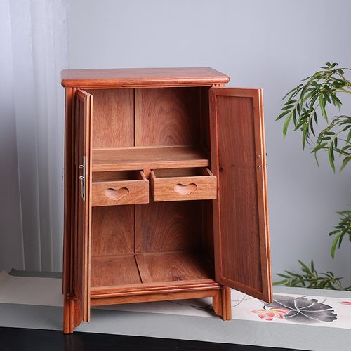 极速缅花实木柜子架子茶具架置物J架圆角柜中式展示架摆件