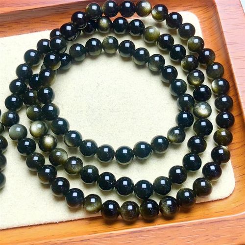 极速天然金曜石三圈手链 规格L6mm ZW141