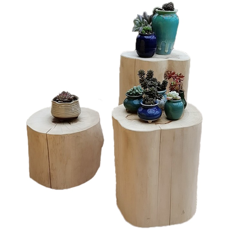 极速北欧实木圆凳原木树桩木桩摆件根F雕凳子木墩子换鞋凳茶几厂