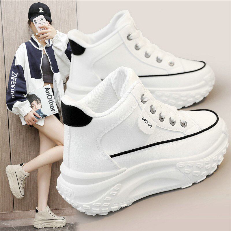 新品高帮鞋女2026新款爆款小白鞋厚底增高轻便小个子X软底不累脚