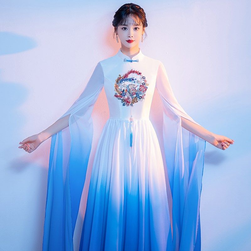 极速大合唱团演出服女p长裙古筝表演服装大型舞台合唱队成人开场